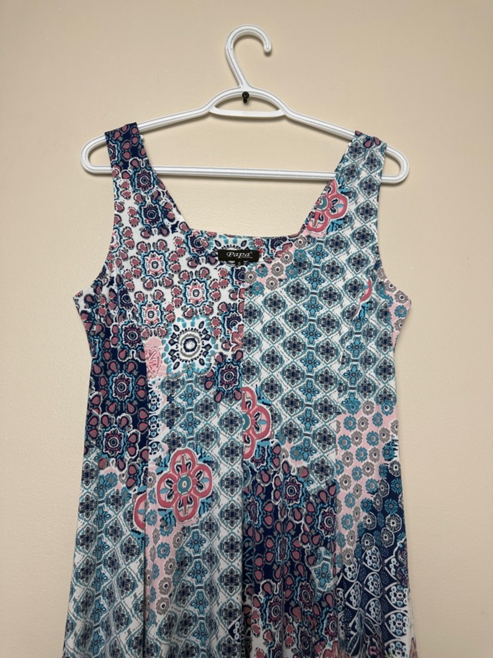 Papa Vancouver Sleeveless Blue Pink Patterned Midi Dress Size S - Picture 3 of 7